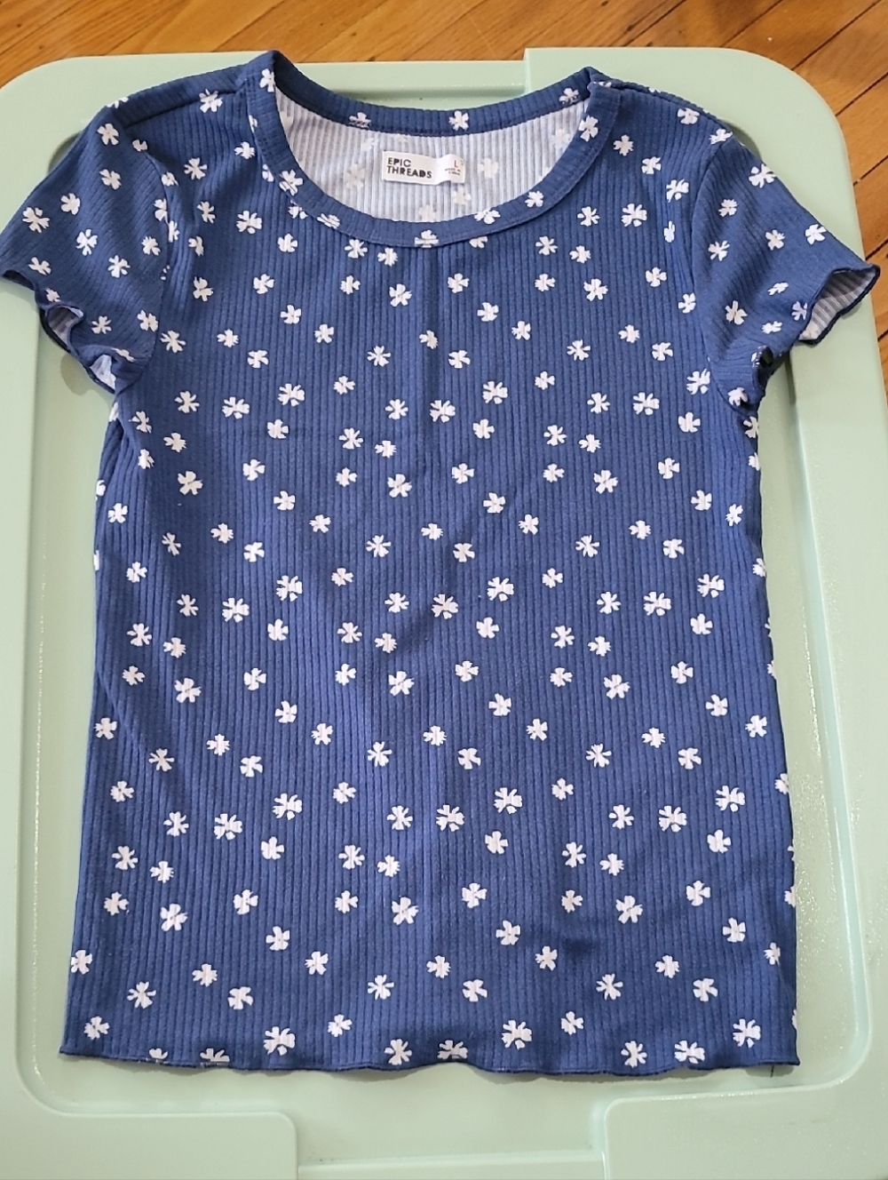 Epic Threads Blue Short-Sleeve Tee with White Floral Print